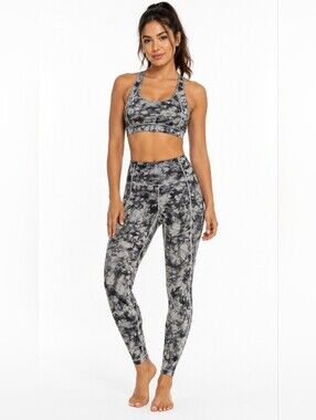 Athleta Saluation Tie Dye 7/8 In Marble White /Grey- Leggings -M